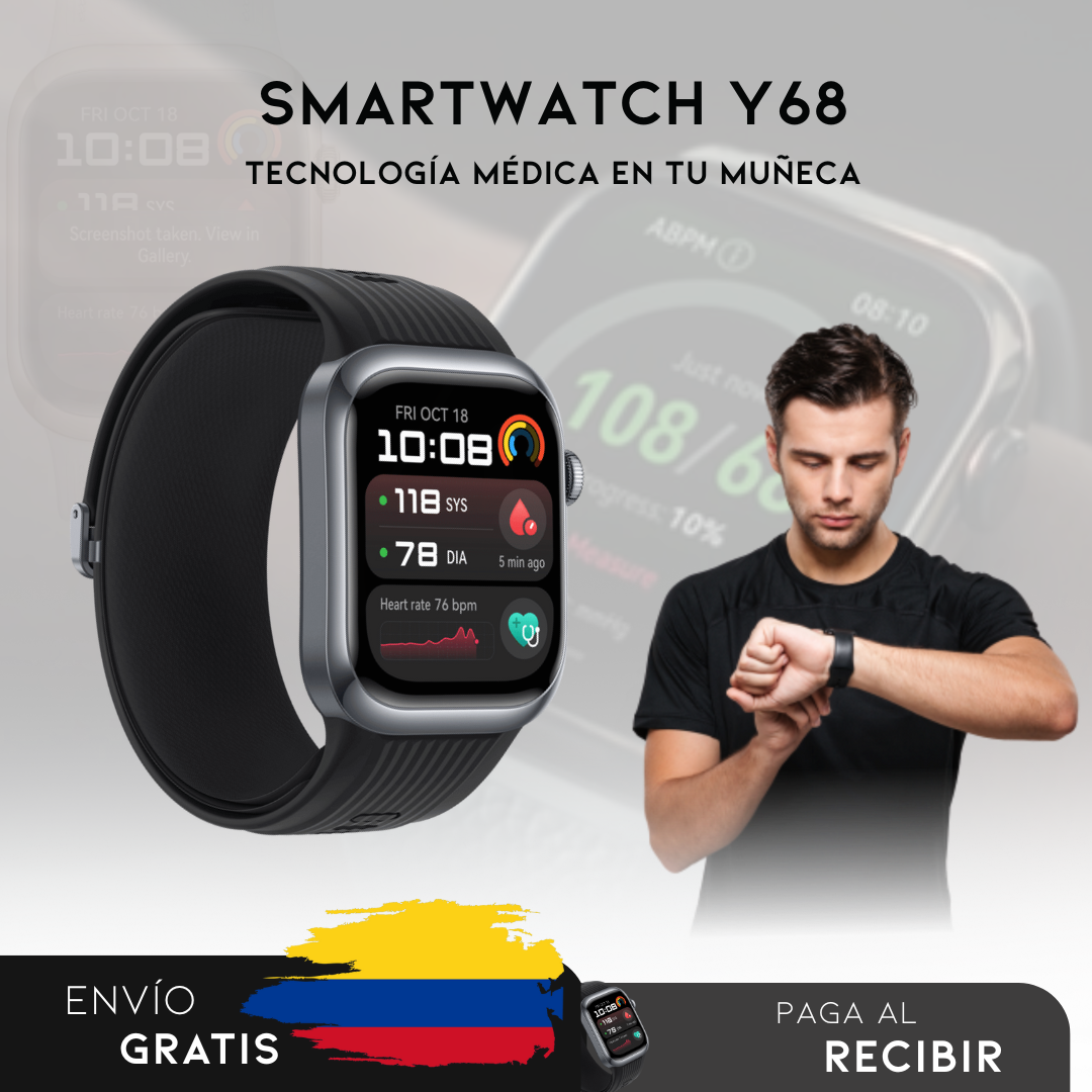 Smartwatch Y68 Reloj inteligente que cuida de tu salud |