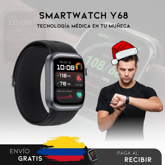 Smartwatch Y68 - Reloj inteligente que cuida de tu salud